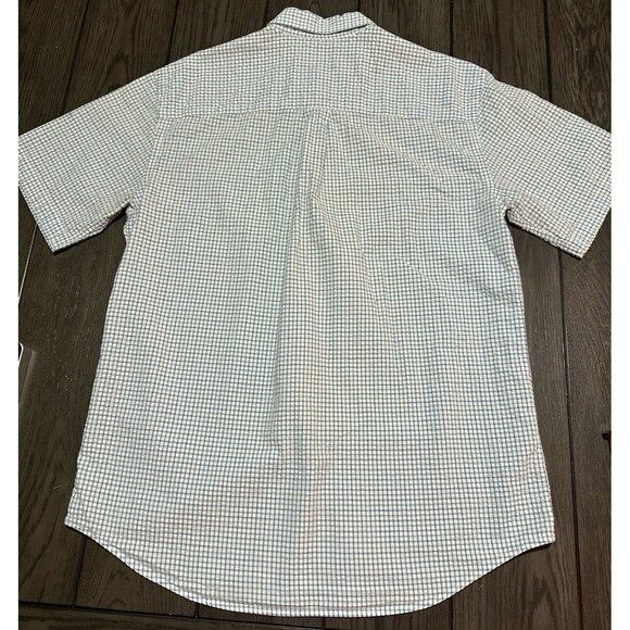 L.L. Bean Plaid Seersucker Short Sleeved Shirt Size Medium - Picture 3 of 5